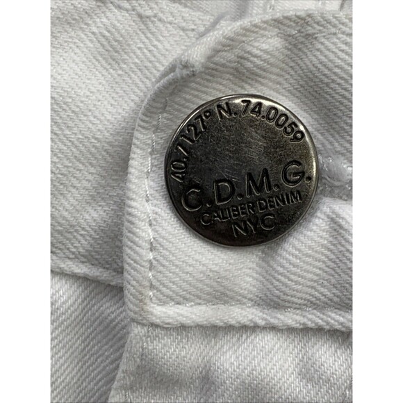 CDMG Caliber Denim Jeans Men's Size 32X32 White Moto Biker Stained Grunge - Picture 10 of 16